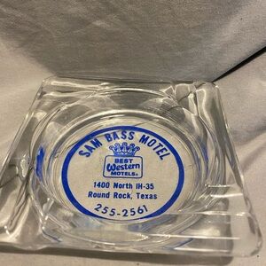 Sam Bass Motel Clear Glass Ashtray